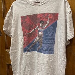 Vintage Mens  Walt Bellami White Graphic Basketball T-Shirt Size L